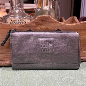 Longchamp Happy 3/4 Zip Wallet Spellout